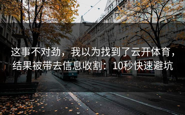 这事不对劲，我以为找到了云开体育，结果被带去信息收割：10秒快速避坑